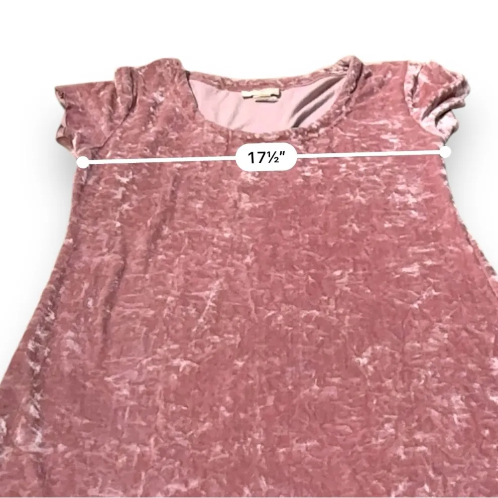 Vintage Gold Label Victoria's Secret Pink Velvet Short Sleeve Mini‎ Dress Sz M - Image 7