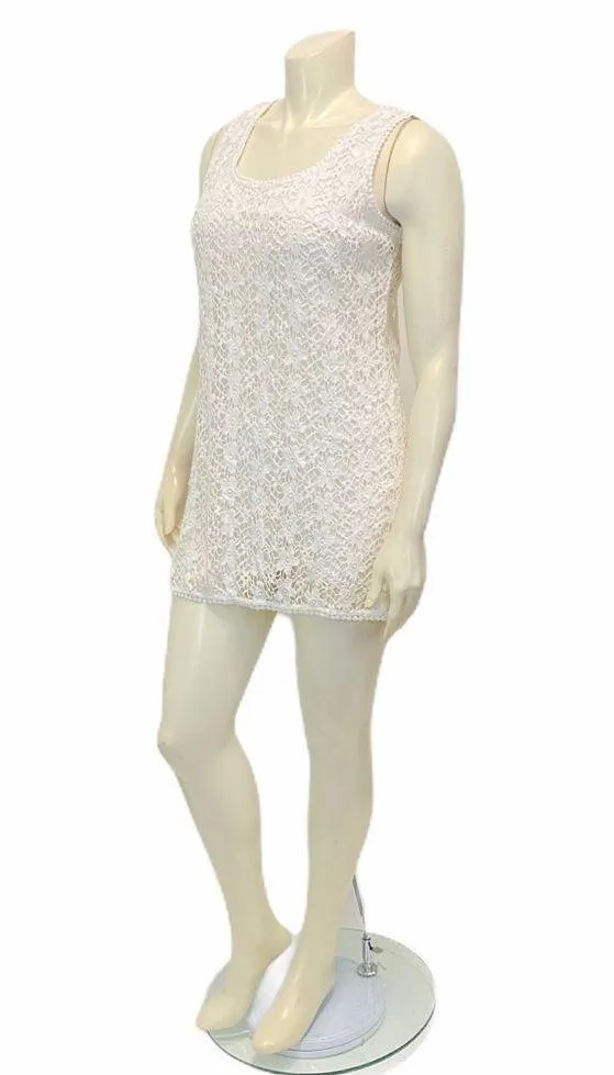 BOEMO White Lace Flower Mini Dress Large - Image 2