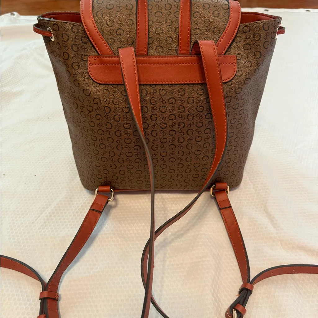 Guess Brown Backpack with gold Details - Image 3