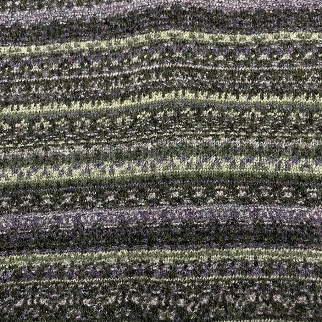 Striped Cardigan‎ Sweater Women Wool Cotton Acrylic Green Purple Unique Buttons - Image 14