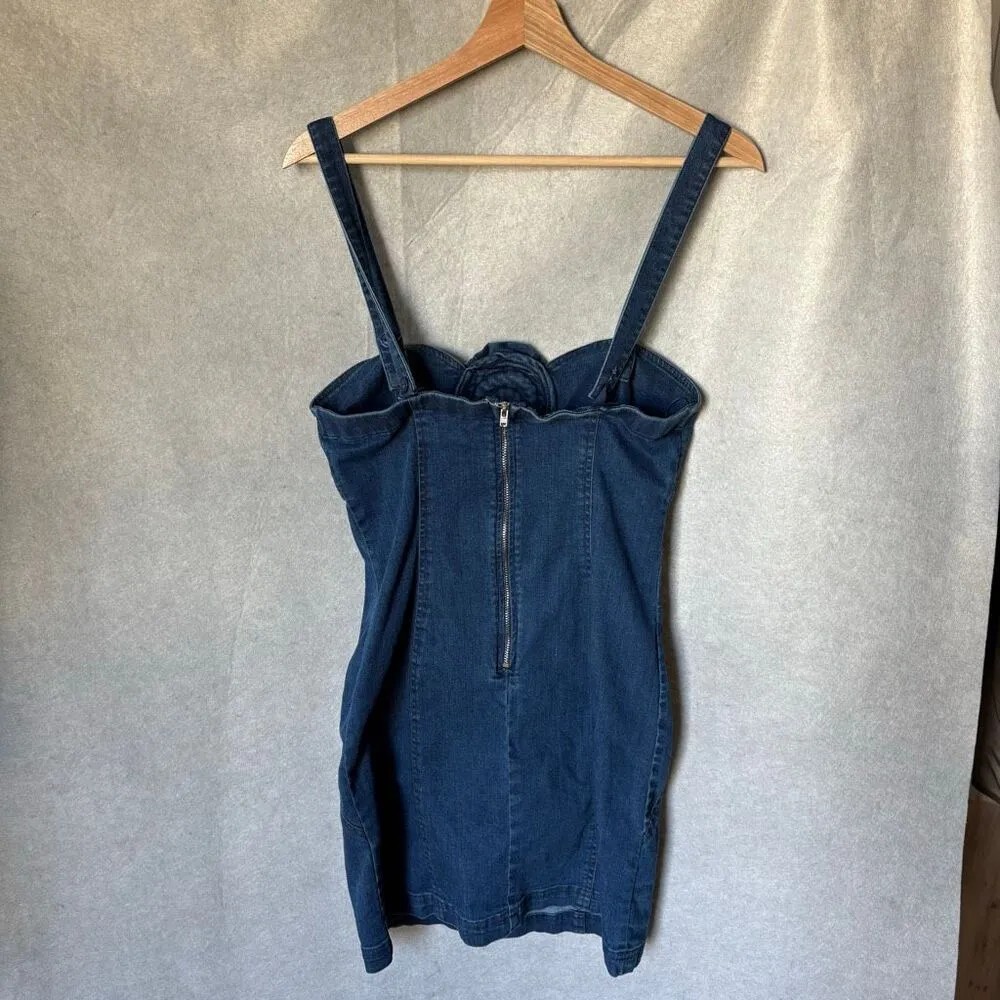 Anthropologie Porridge Rosette Denim Slim Mini Dresssize Small - Image 3