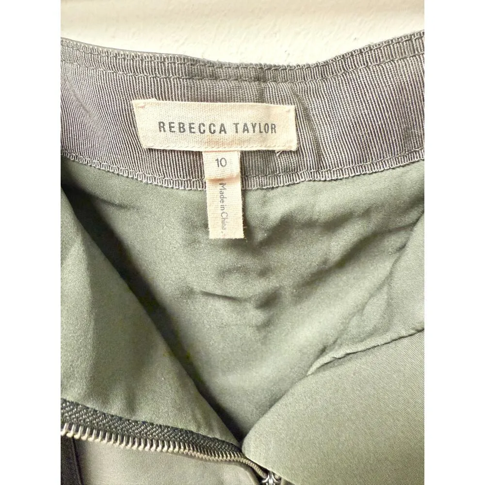 Rebecca Taylor Genuine Lamb Leather Belted Mini Skirt Olive green Women's US 10 - Image 3