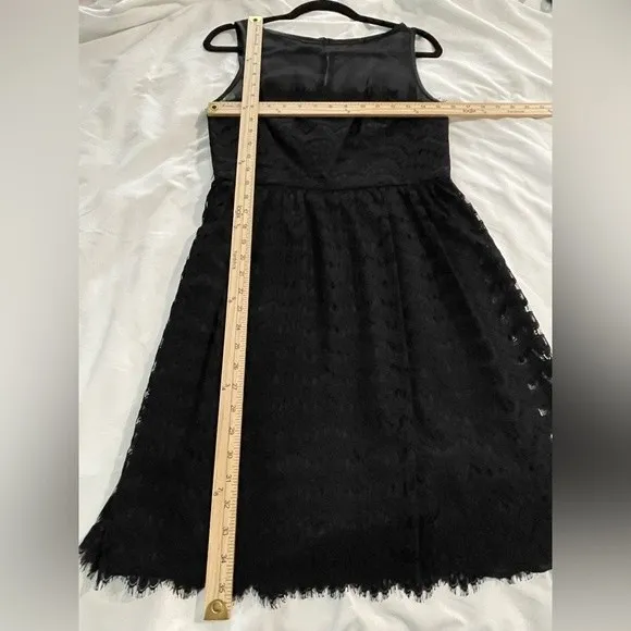 Trina Turk‎ Black Dress Size 8 Lace Silk Nylon Fringed Scalloped Hem Sleeveless - Image 8