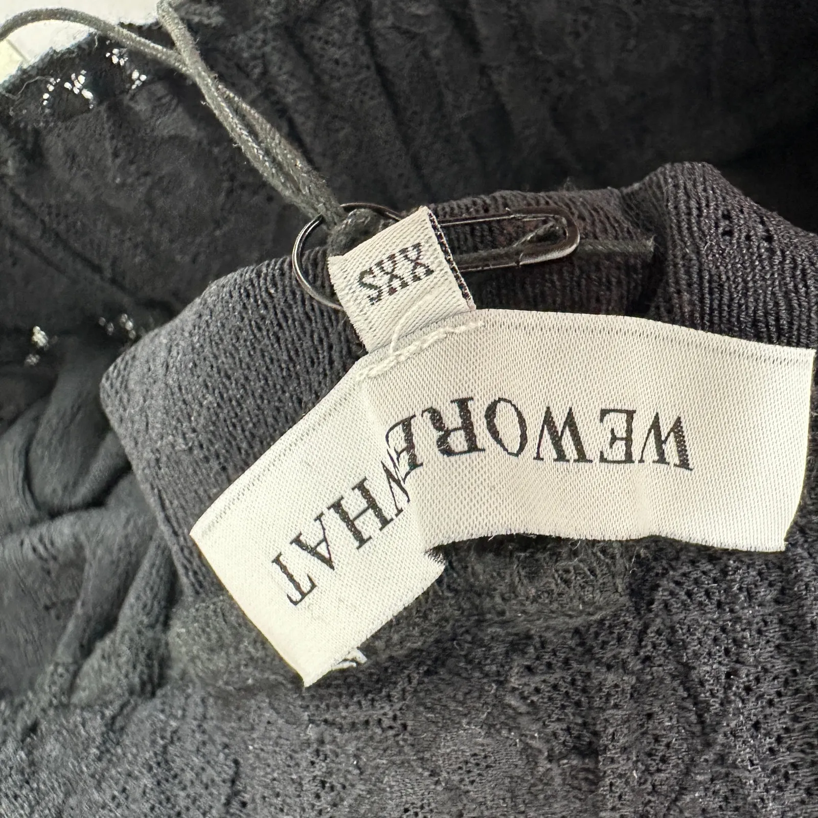 WeWoreWhat Ruffle Midi Lace Skirt Asymmetrical Hem Sheer Boho Black XXS NWT - Image 6