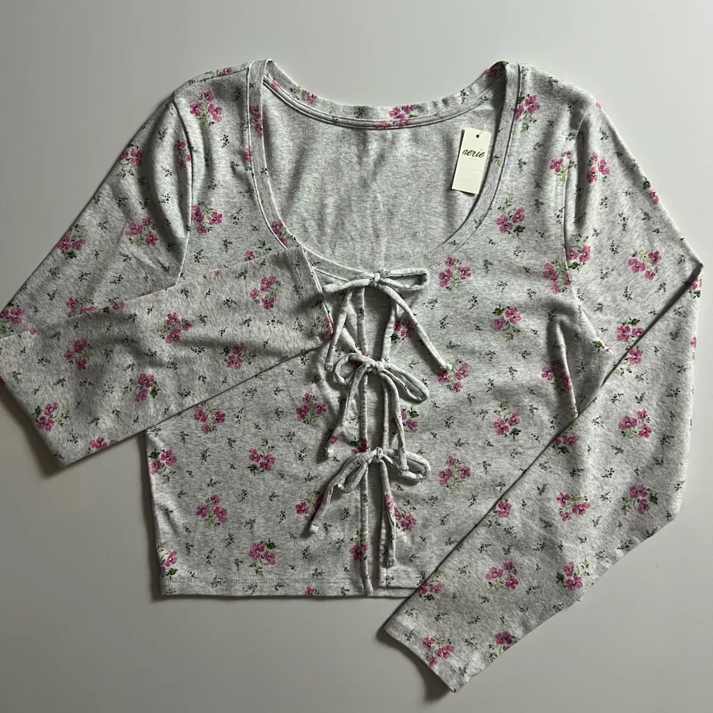 NWT Aerie Tie Front Cardigan Top, Size L - Image 3
