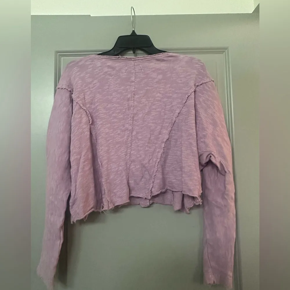 Urban Outfitters Purple Crop Long Sleeve Button Top - Image 2