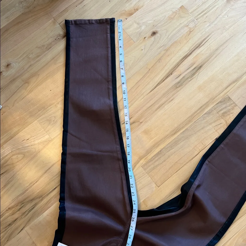 7 for all Mankind HW Cropped Straight Brown w/Coated Black 2-Toned Pants 26 NWT - Image 14