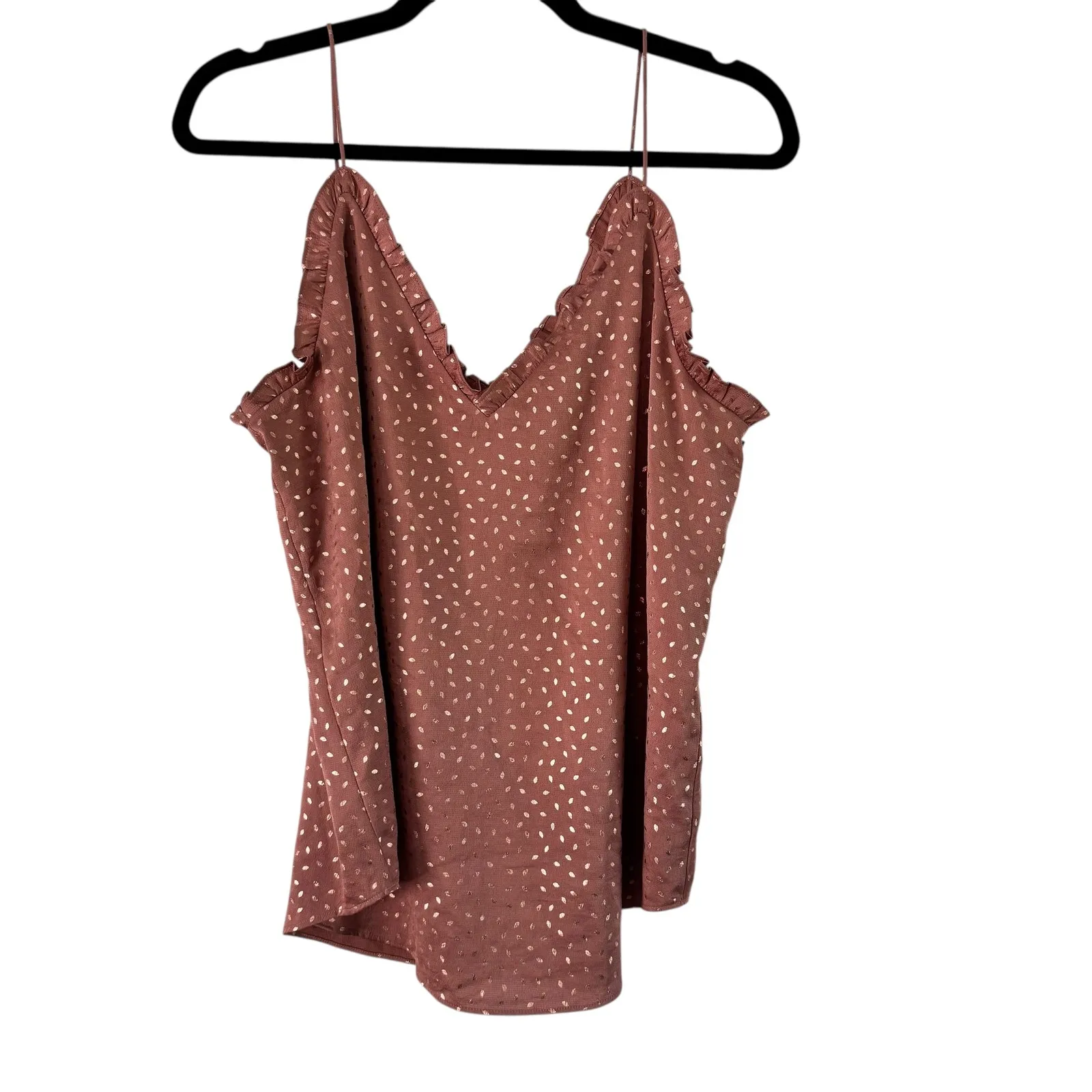 EXPRESS ‎ Cami Top Ruffle Trim Sleeveless Casual Blouse Rose Gold Medium - Image 7