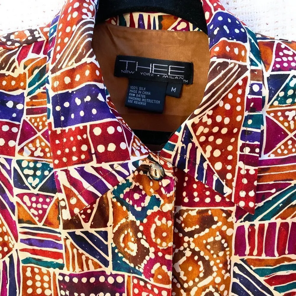 Vintage THEE New York Milan Silk Jacket‎ Pink Size M - Image 2