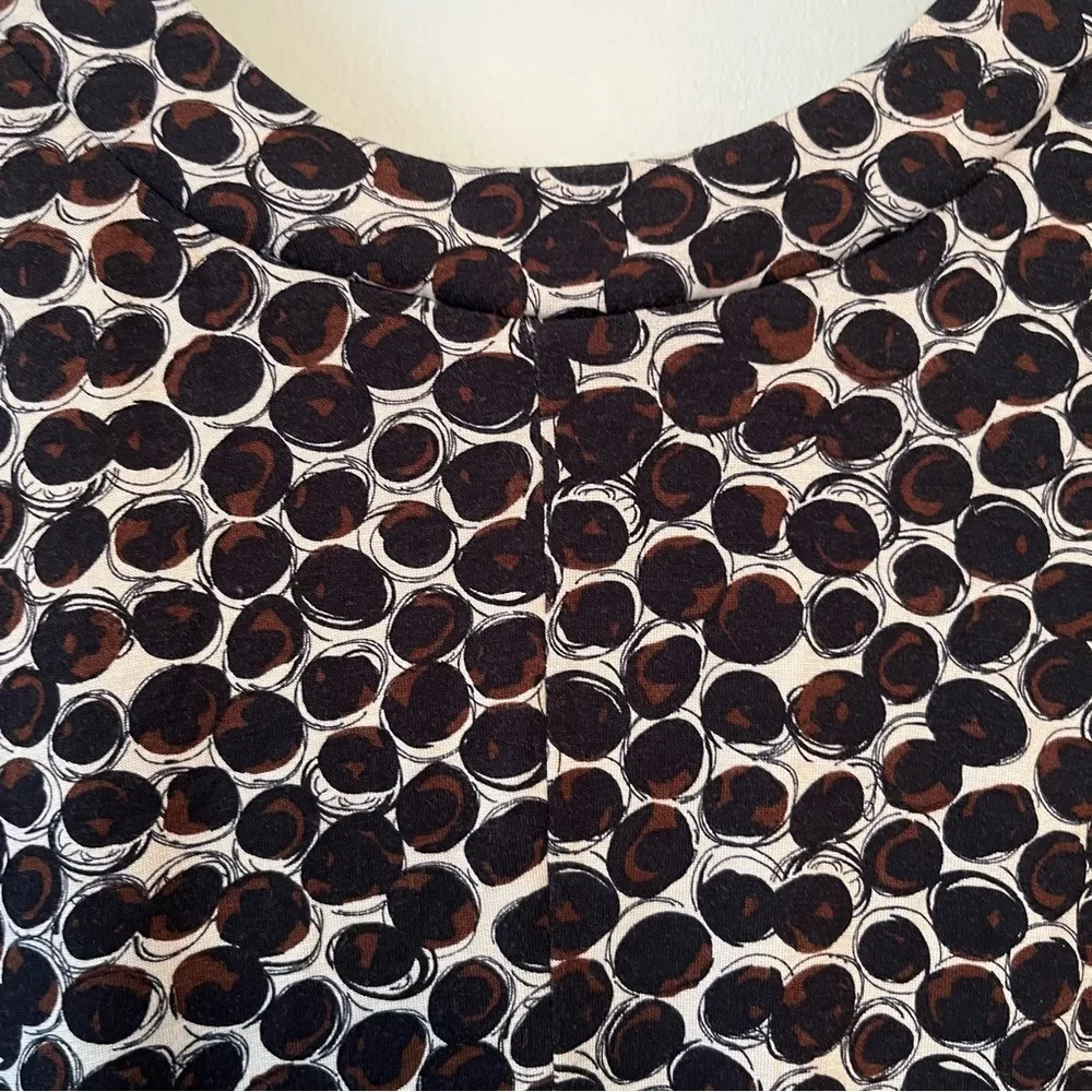 Papillon Blanc Dress Polka Dot Scoop Neck 3/4 Sleeve Black Brown Cream Sz XL EUC - Image 9