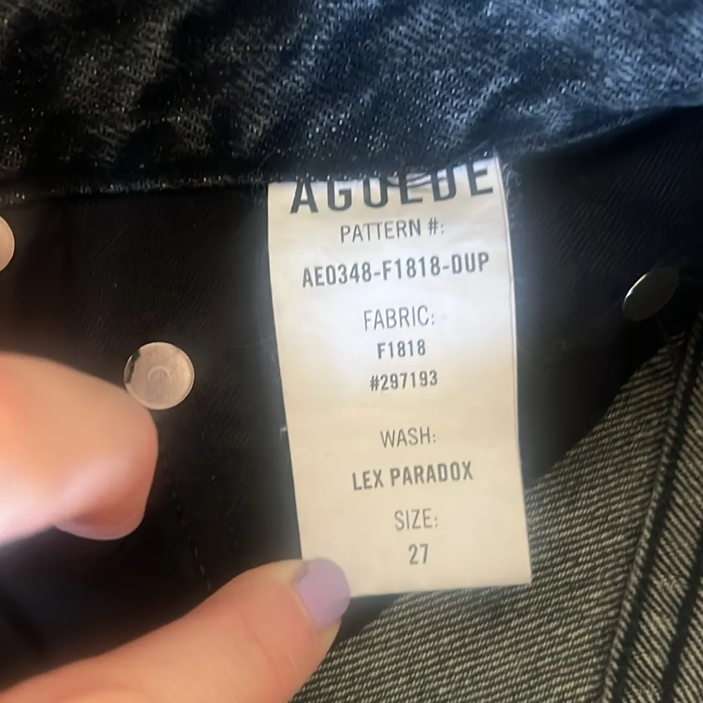 Agolde Echo Taper‎ Jean Flip Waistband Zephyr Wash Black Size 27 NWT - Image 12