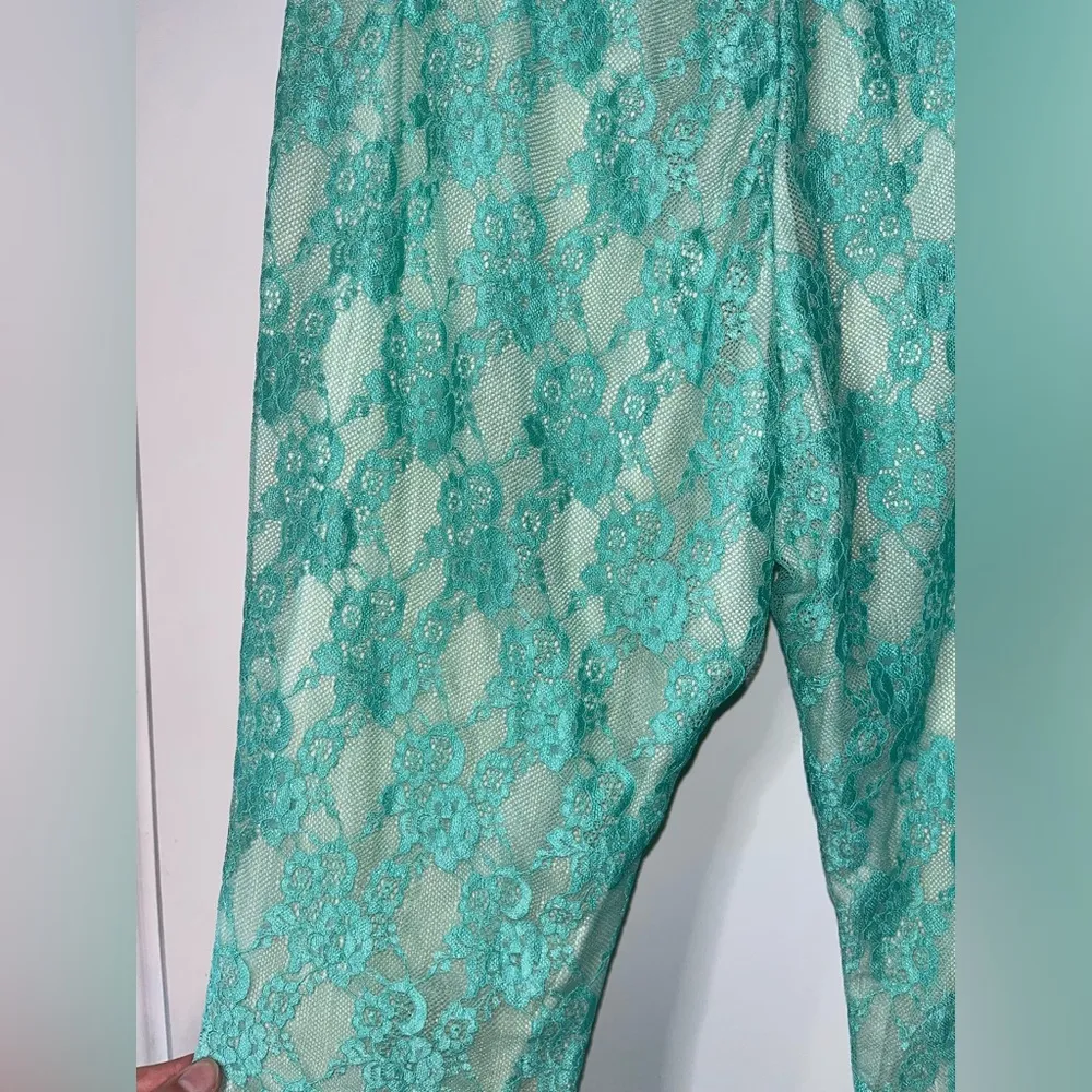 Gypsy Junkies NWT Turquoise Lace Creme Lining Flare Stretch Legging Pants Sz S - Image 11
