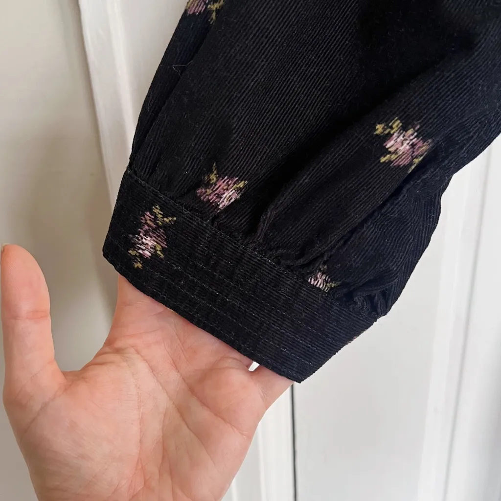 Madewell • Corduroy Quilted-Bib Mini Dress in Blurred Ikat babydoll black floral - Image 8