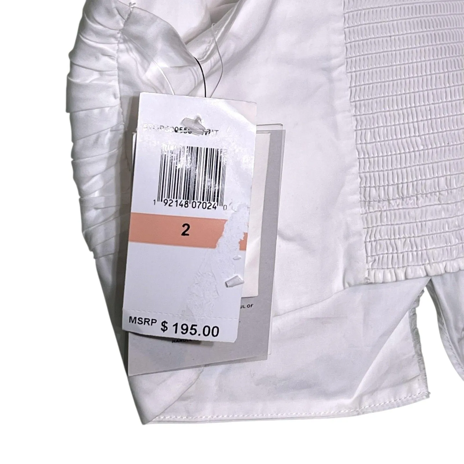 A.L.C. Tank Top Womens 2 White Cropped Sweetheart Tie Front Bow Button Strappy - Image 9