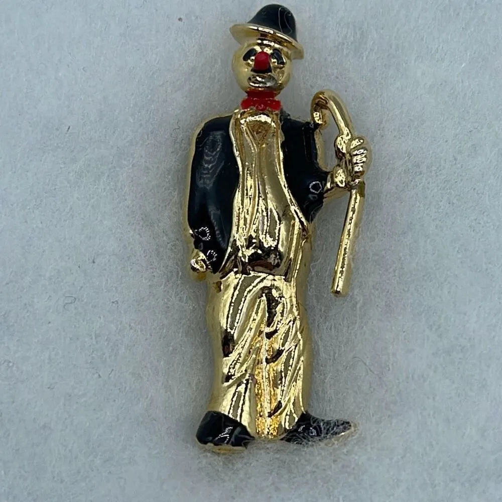 Vintage clown with cane brooch Black - Image 2