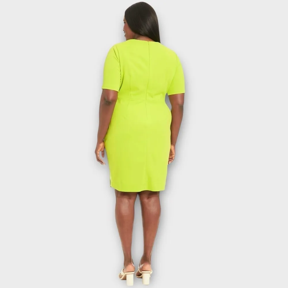 London Times Green Sheath Dress Crew Neck Short Sleeve Size 24W - Image 3