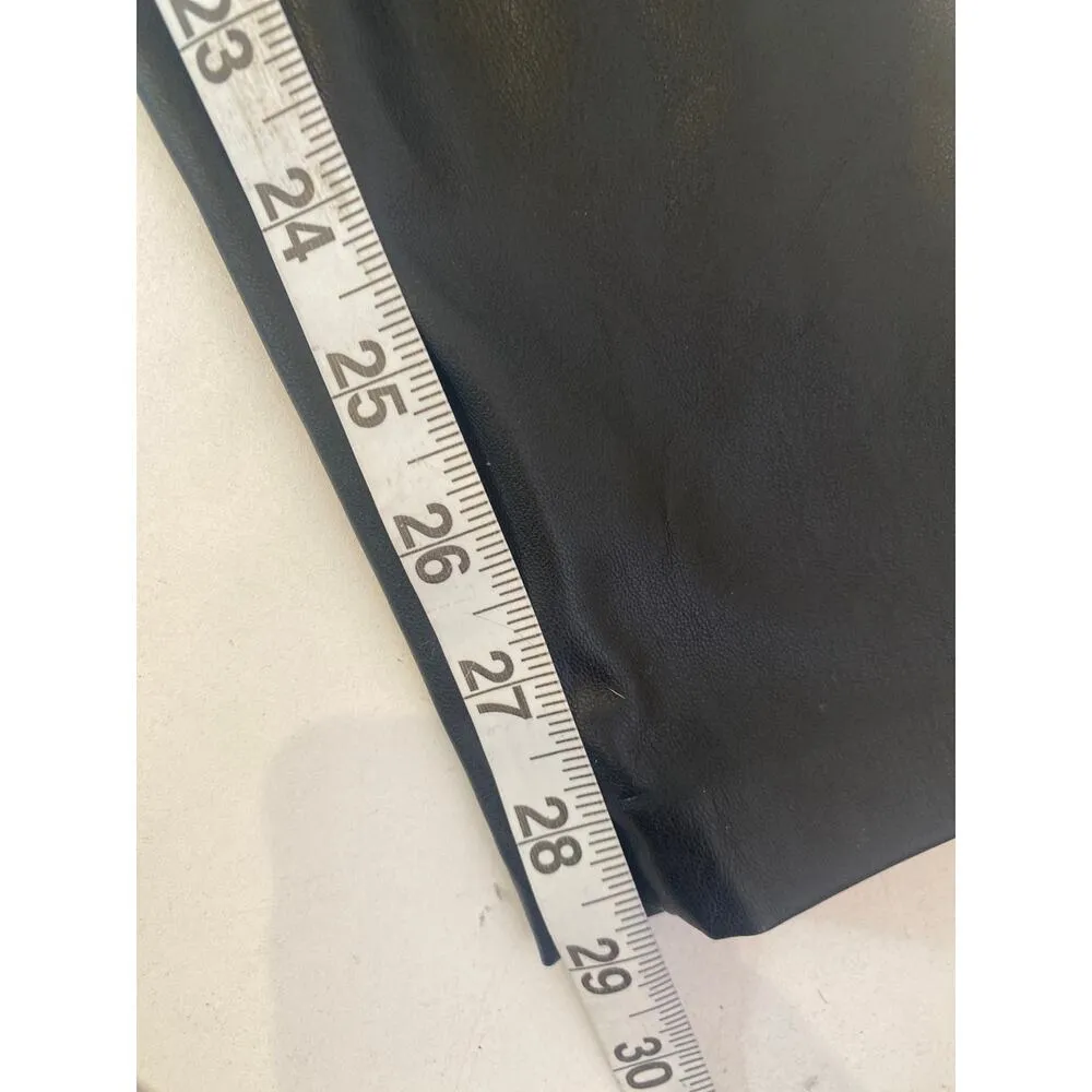 Zara Black Faux Leather Skinny Pants Sz Sm Ankle Zip Pockets Polyester Women’s - Image 15