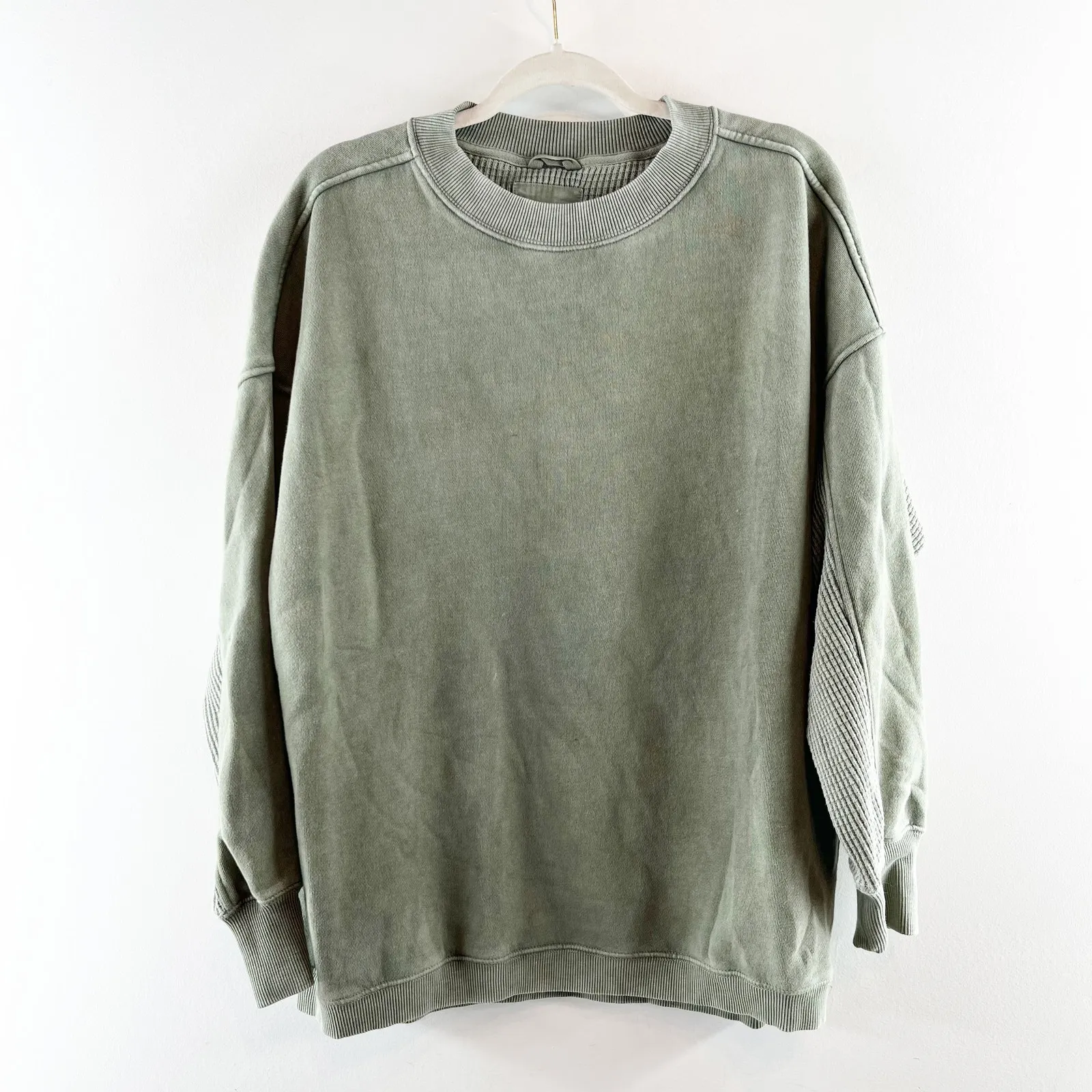 Aerie  Oversized Crewneck Long Sleeve Sweatshirt Green Small - Image 2