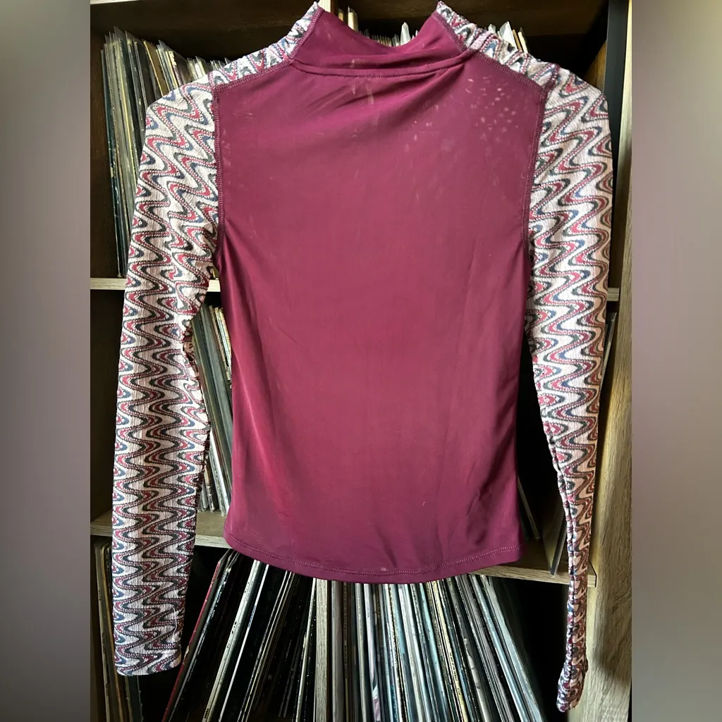Free People ⭐️ IR ⭐️ Fitted Retro Sleeve Mesh Mock Neck Top XS NWOT - Image 7