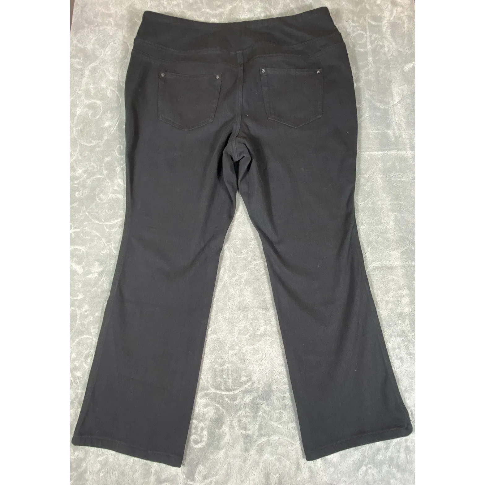 Belle Kim Gravel Black Pull On Jeans Pants Women 20 Plus Petite Stretch Slimming Size undefined - Image 3