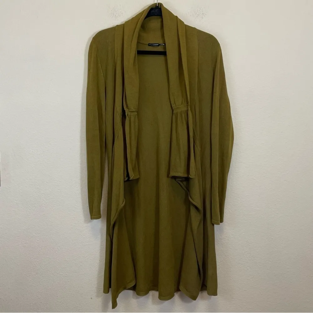 Stella Carakasi Green‎ Natural Lux Lagenlook Draped Lightweight Long Cardigan S Green - Image 2