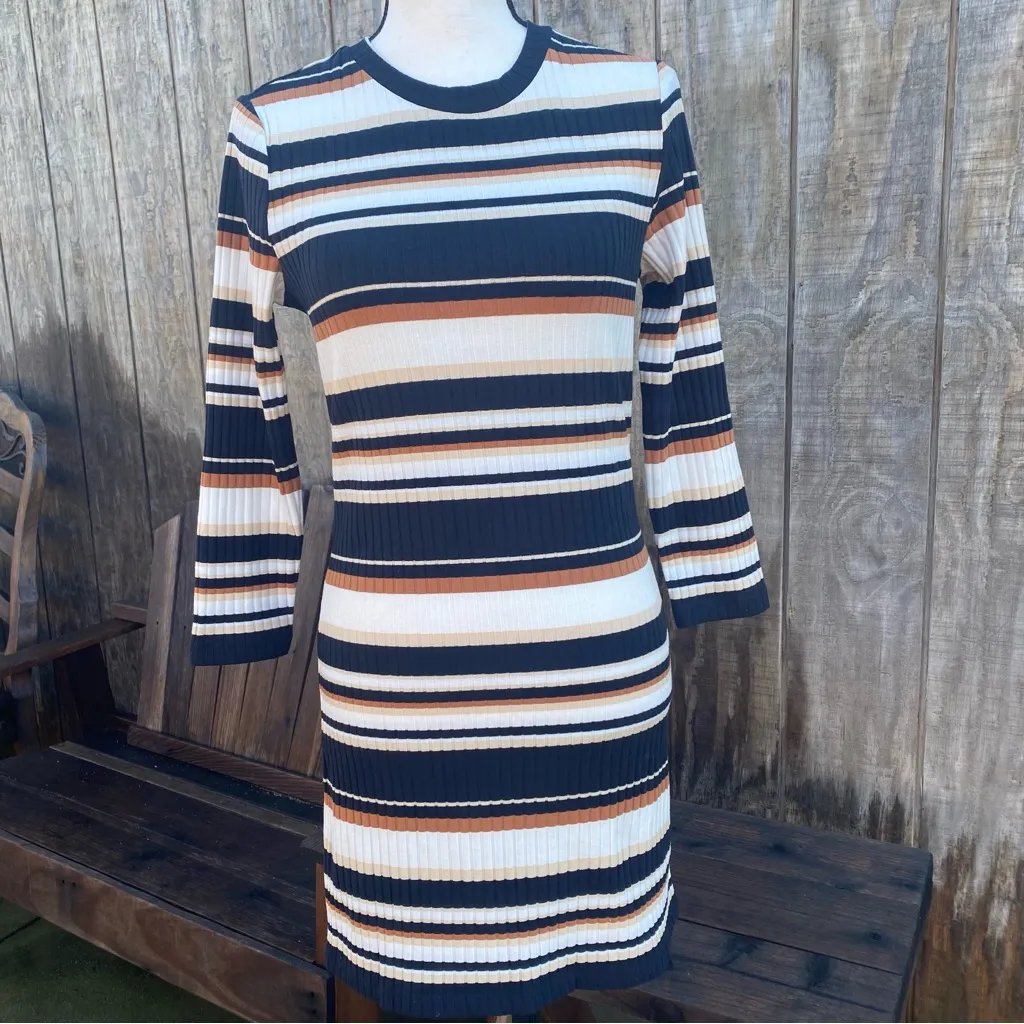 Sanctuary Rider Stripe BodyCon Ribbed Mini Dress Size Large - Image 4