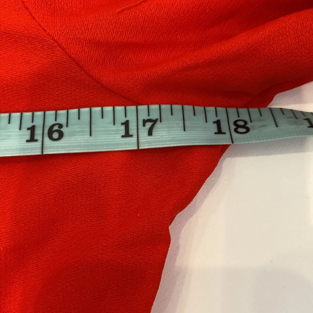 Vintage Bright Red Sheer Blouse w/ Sparkly Silver Detail Keyhole Back Sz S/M - Image 7