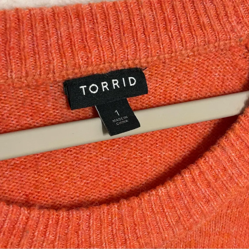 Torrid Sweater 1X Pullover Tiger Print Orange Raglan Crew Top Plus Size Shirt - Image 4