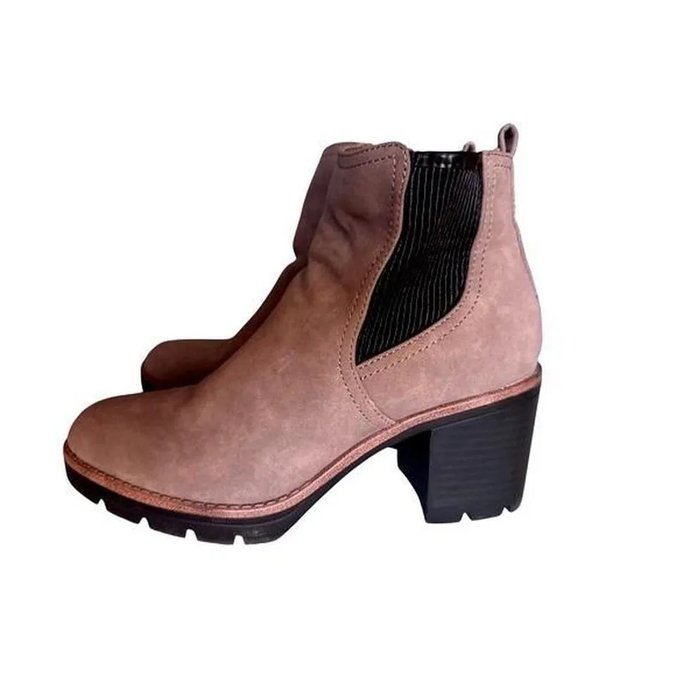 Naturalizer Tan Vegan Suede M Chunky Lug Block Heel Water Repellant Chelsea Boot Size 8 - Image 3