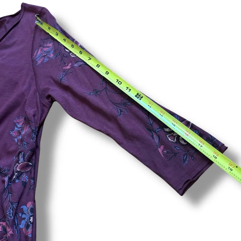 We the Free Maroon Red Loose Fit V-Neck Oversized 3/4 Sleeve Tunic Blouse Small - Image 5