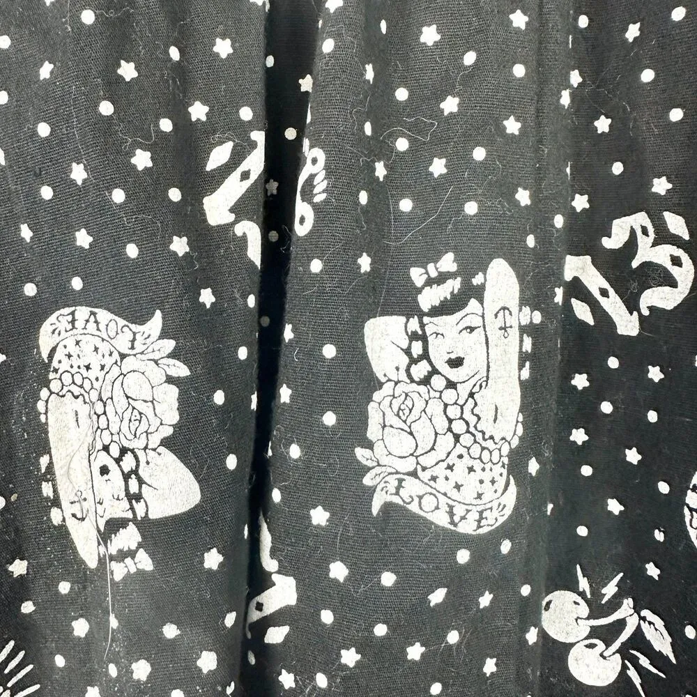 Lucky Thirteen Dress Size Small Rockabilly Pinup Retro Cherry Anchor Black - Image 5