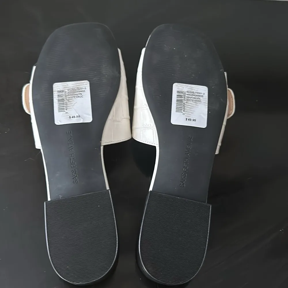 SAKS FIFTH AVENUE Brooklyn Croc Embossed Leather Sandals - Image 6