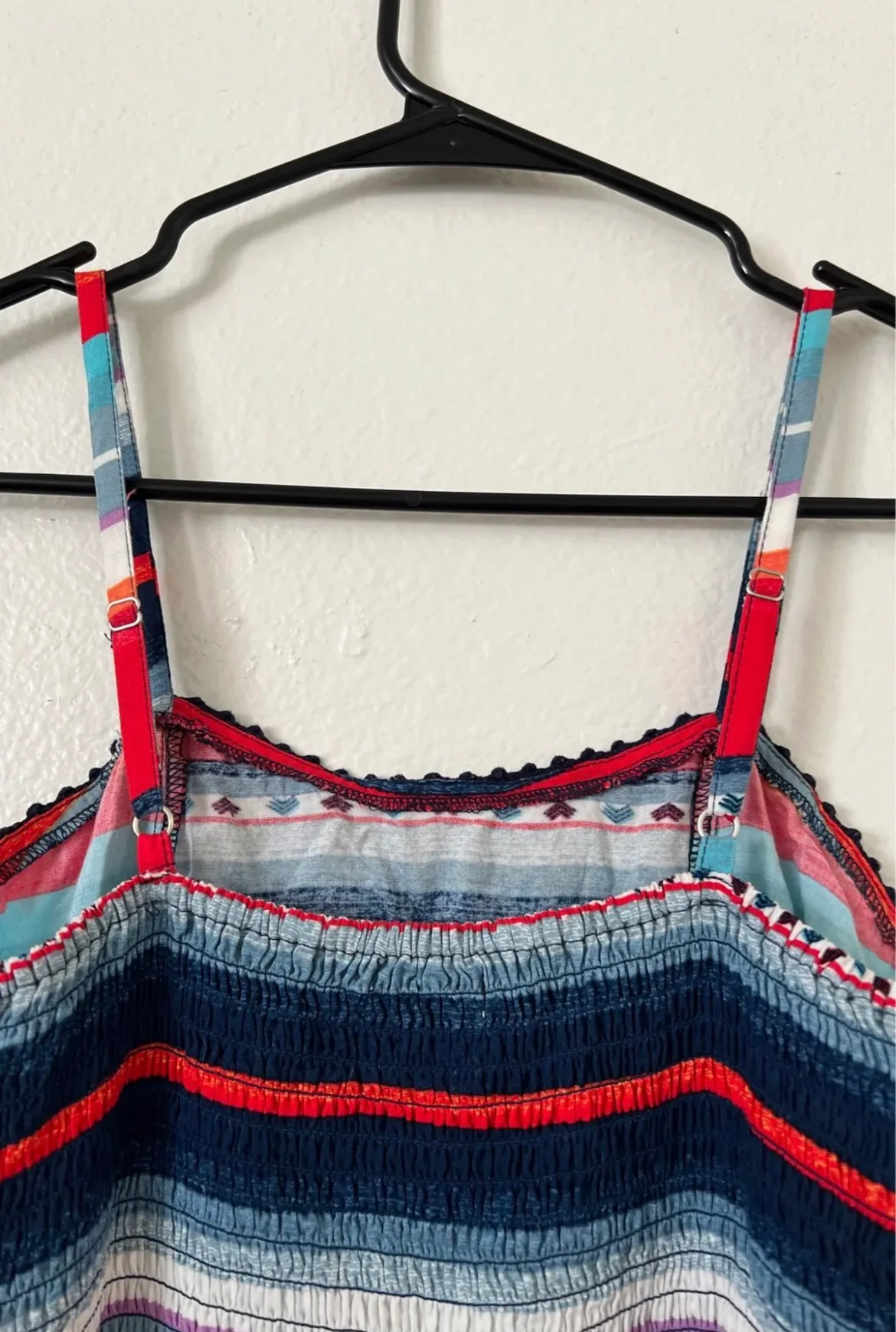 Red & Blue Print Dress - Image 7