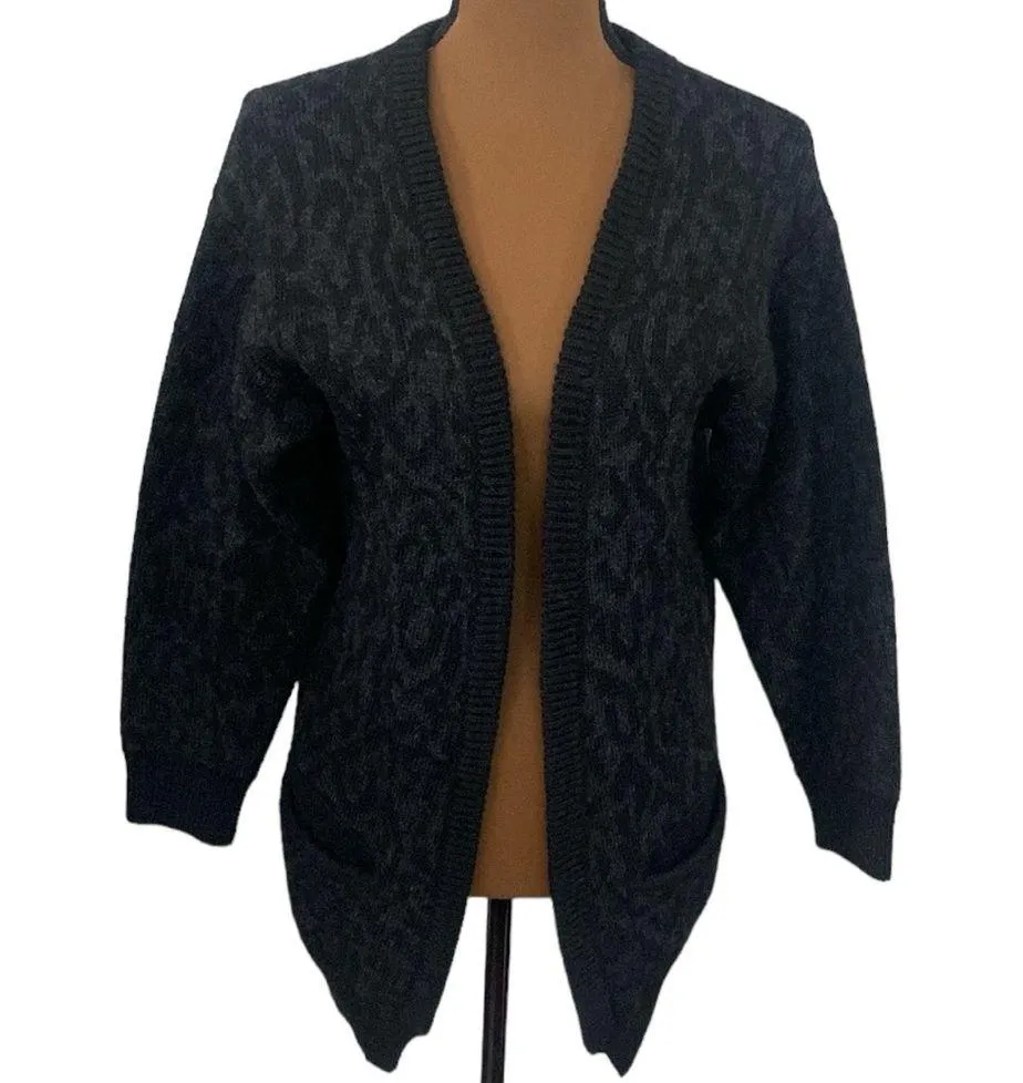 IRO Jasek leopard print longline alpaca wool blend cardigan charcoal black sz XS - Image 3