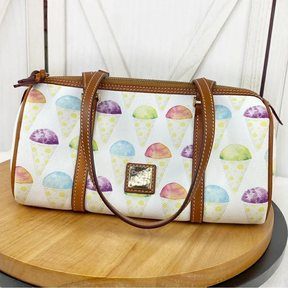 Dooney & Bourke Snowcone Barrel Shoulder Bag‎ Purse White Pastel Leather - Image 2
