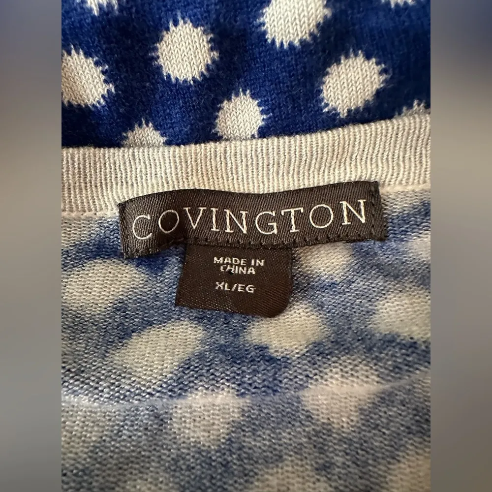 EUC Covington Blue and White Button Down CARDIGAN  Relaxed Fit - Image 3