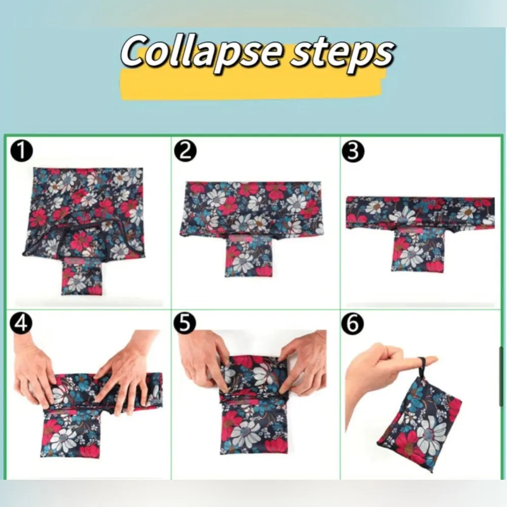 Polyester Large Foldable Portable Shopping Bag / Large Capacity Tote Bag Flowers - Image 7