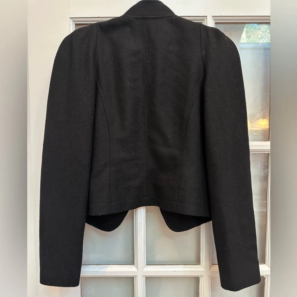 New York & Company Classic Wool Black Puff Shoulders Career Jacket Blazer Size 2 - Image 3