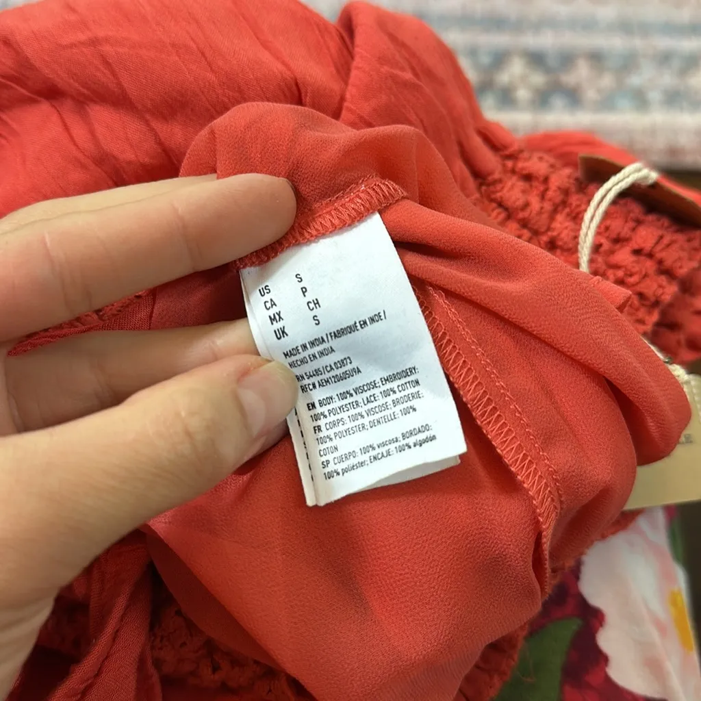 NWT American Eagle Red Off-Shoulder‎ Button-Up Romper - Image 7