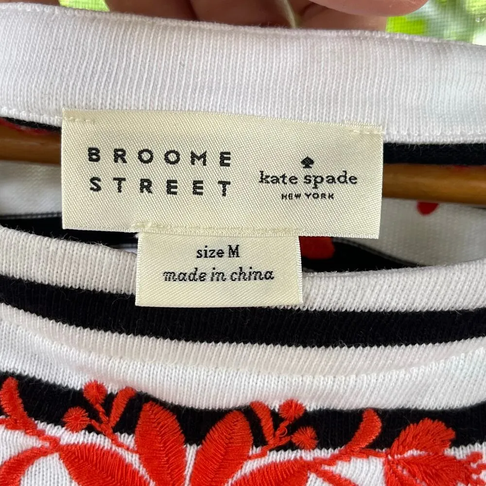 Kate Spade Broome Street Black And White Striped Embroidered Mini Dress Size M - Image 6