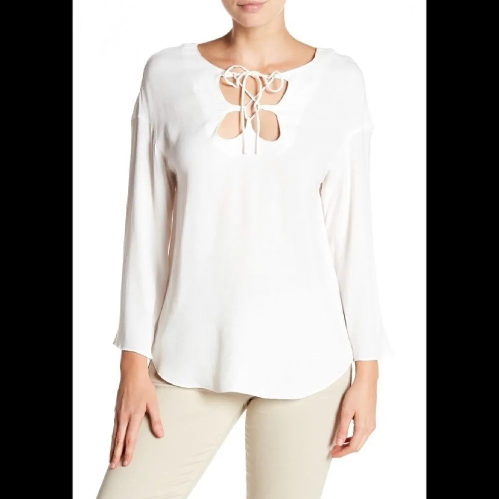frame denim FRAME white lace neck top. - Image 10
