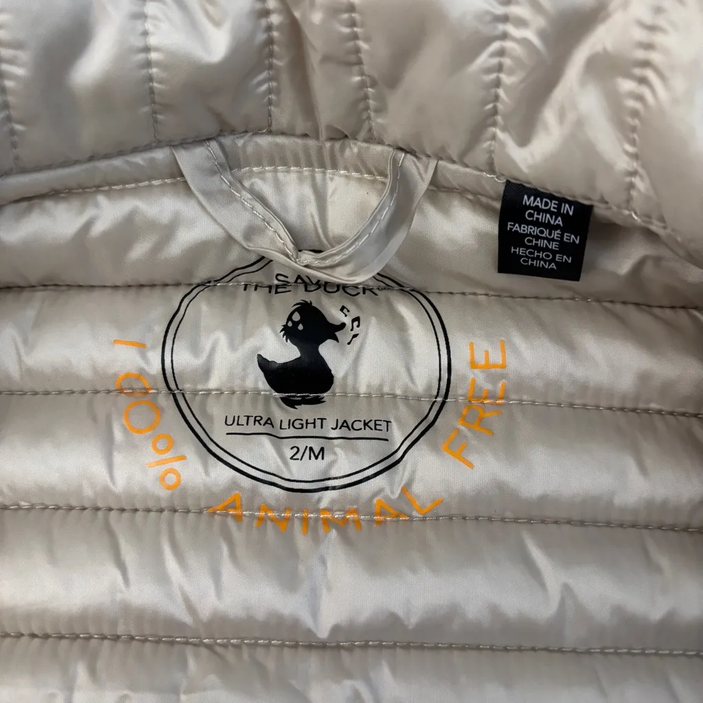 Save The Duck Ultra Light Iva Shirt Jacket Puffer Rope (Ivory) Women’s Size M - Image 6