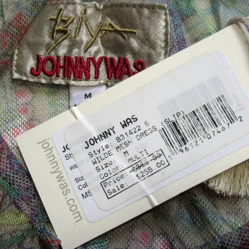 NWT BIYA Johnny Was Wilde Sheer Printed Mesh Shift Embroidered Dress w/ Slip M - Image 7