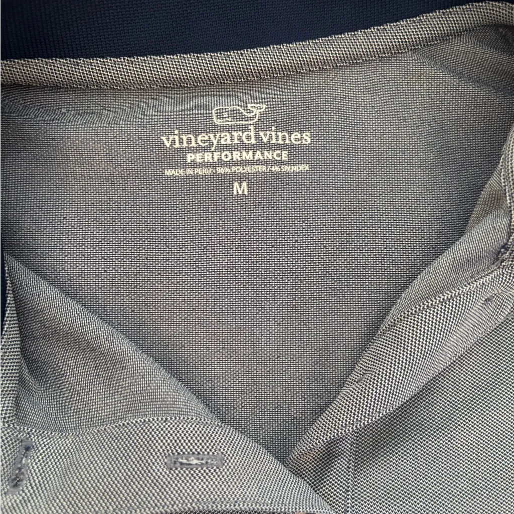 Vineyard Vines Performance Striped Blue Polo Shirt Size Medium - Image 3