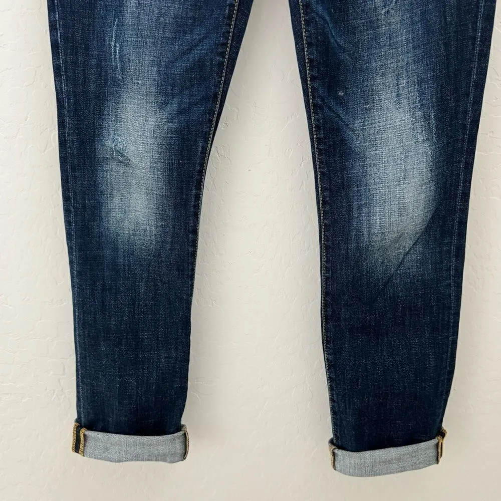 CAbi High Straight Jeans Distressed Dark Wash High Waist 4 Style #3561 - Image 9