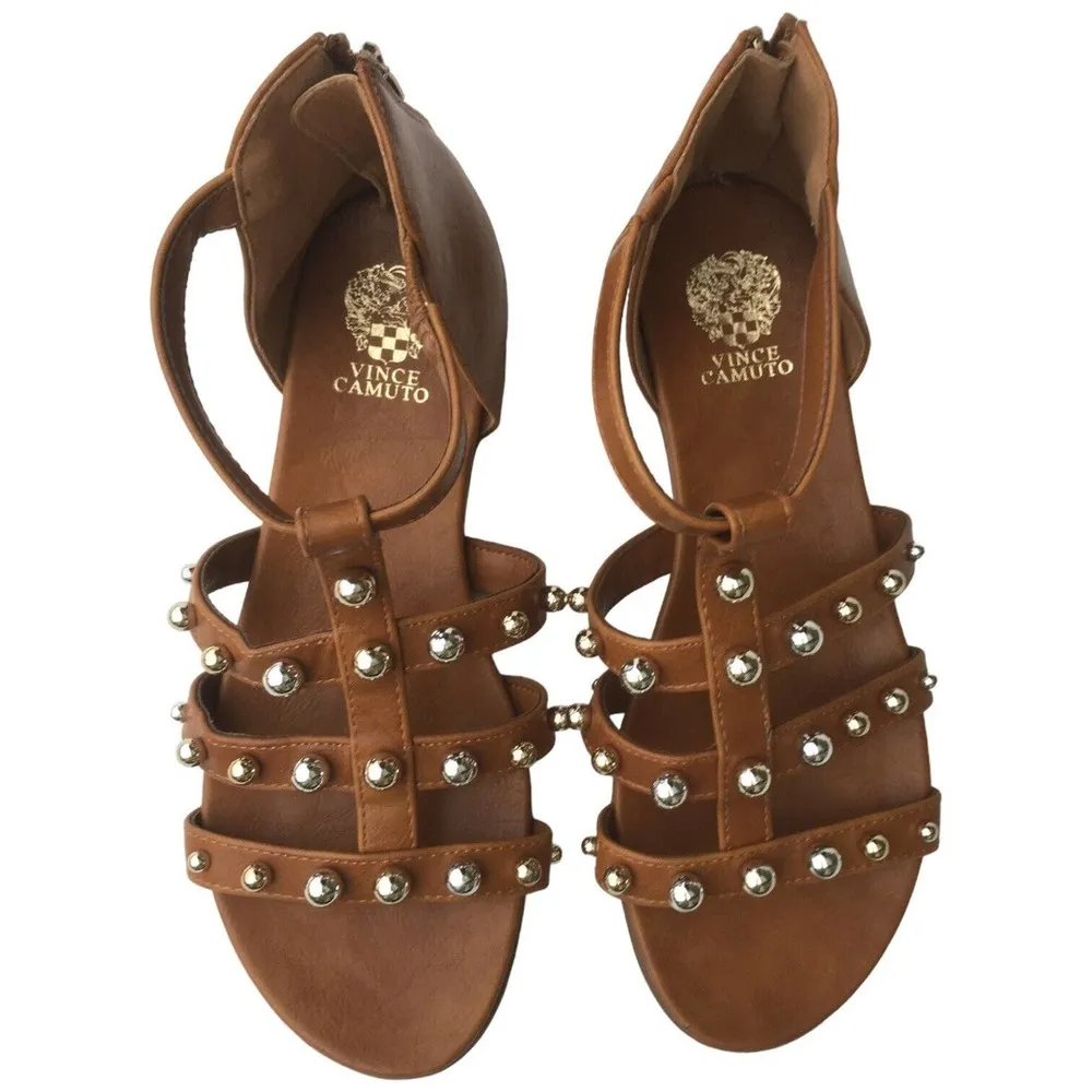 Vince Camuto Girls Abree Cognac Cage Beaded Strappy Sandals Shoes 5M - Image 2