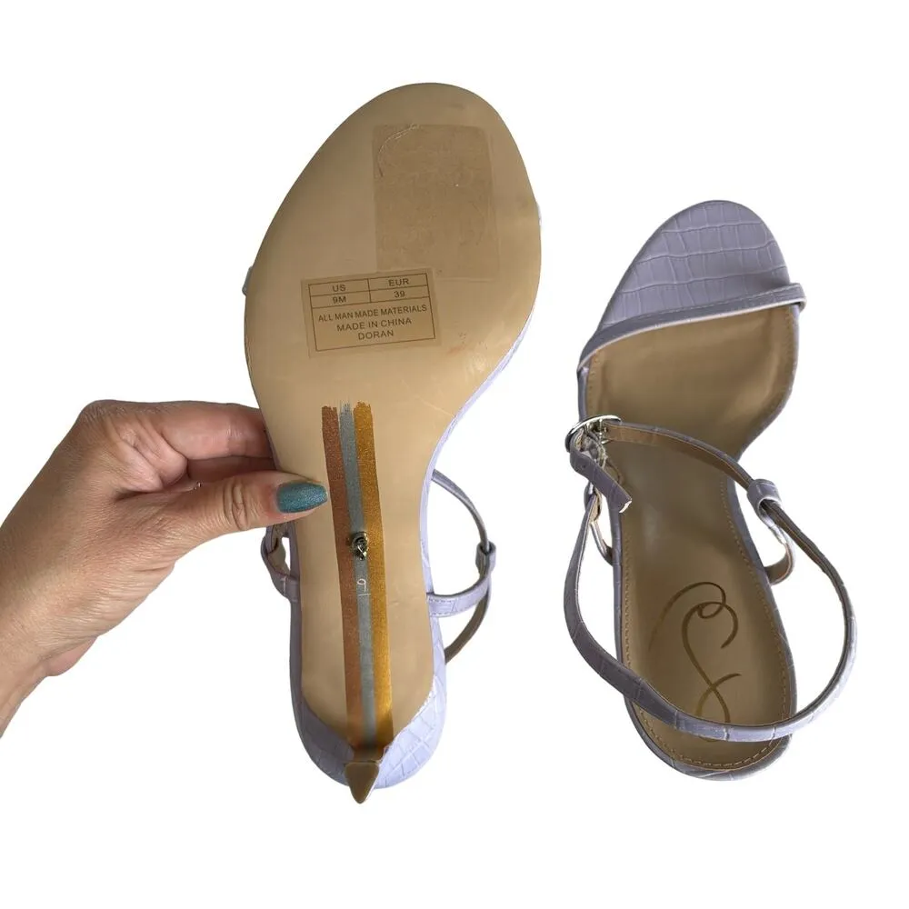 Sam Edelman Doran Misty Lilac Crocodile Strappy Heel Stiletto Sandal Size 9 - Image 5