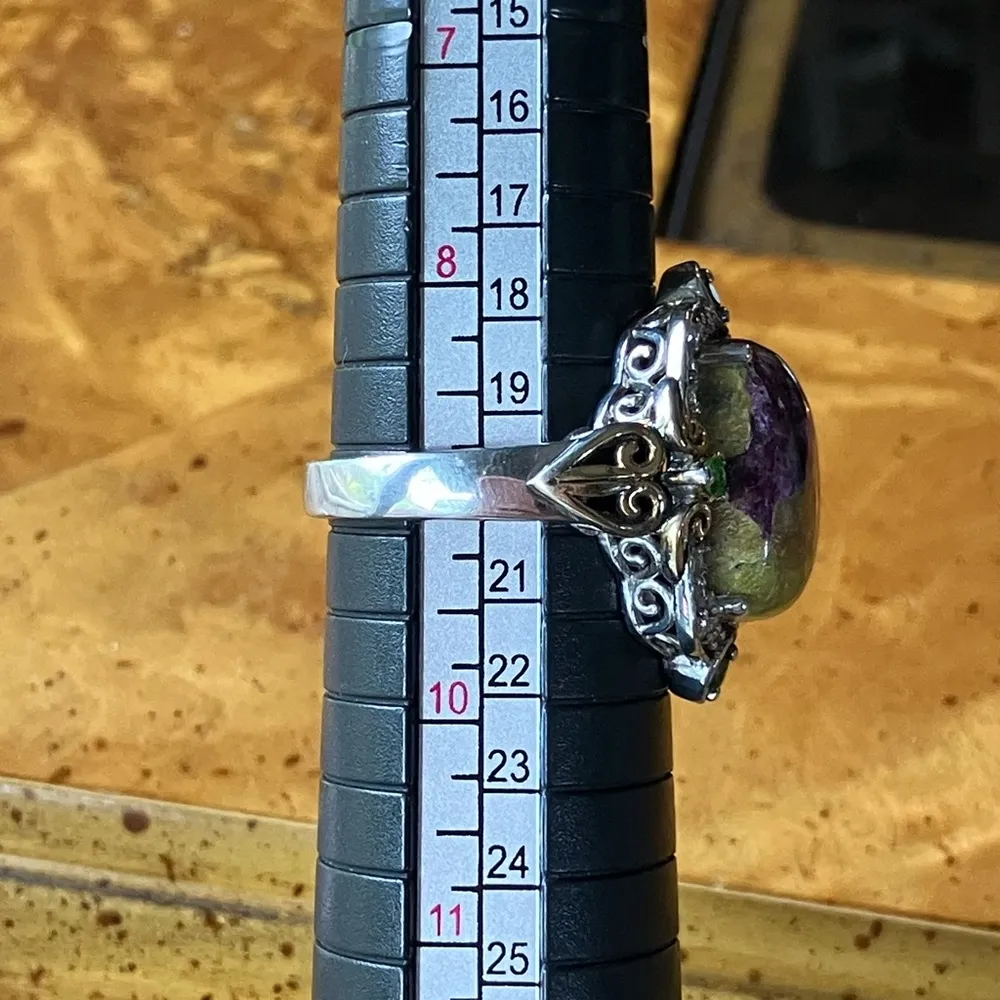 Tasmanian Stichtite Chrome Diopside Sterling Silver Cocktail Ring Green - Image 10