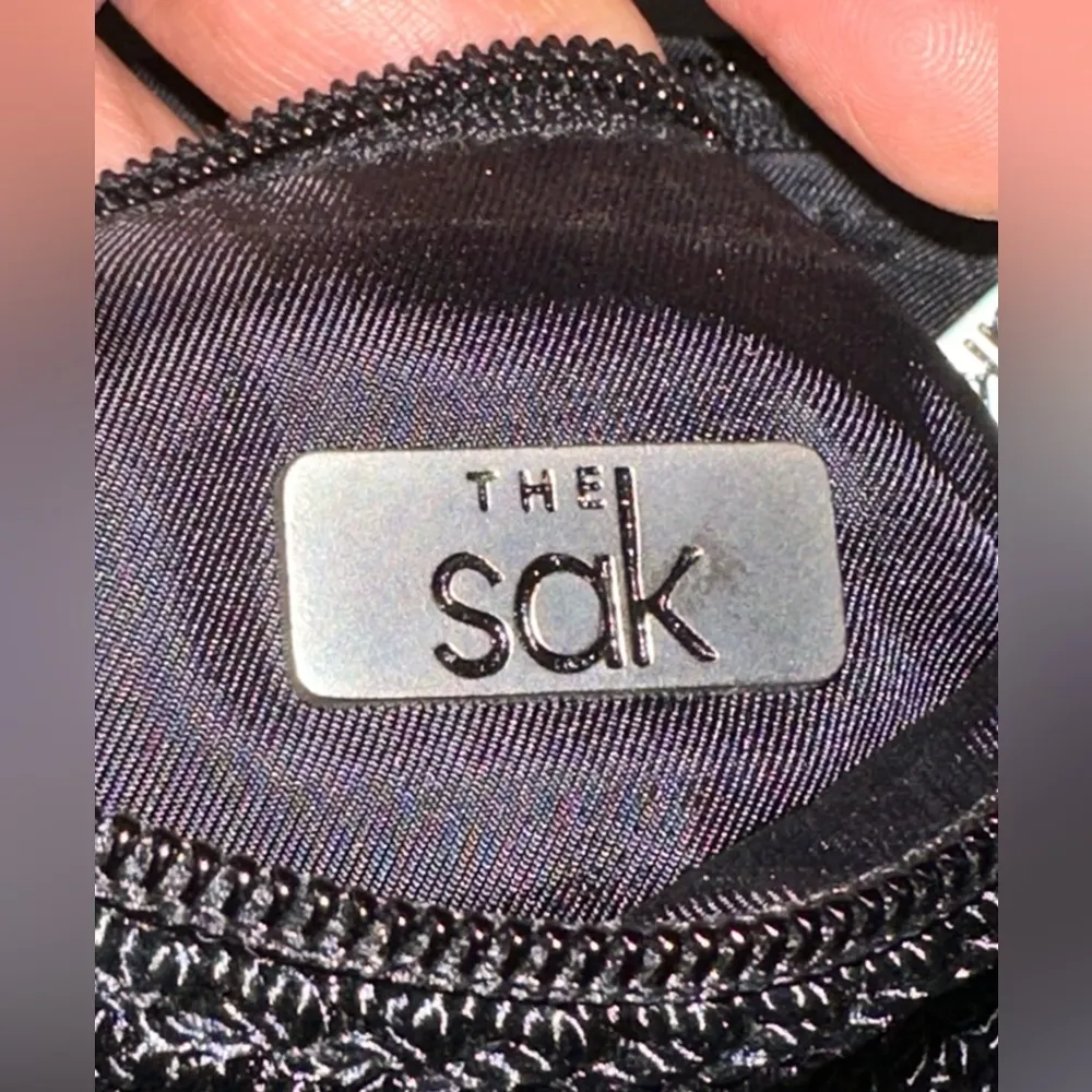 The SAK Small BLACK  Knit Crochet Crossbody Flap Bag Boho Festival NWOT - Image 6