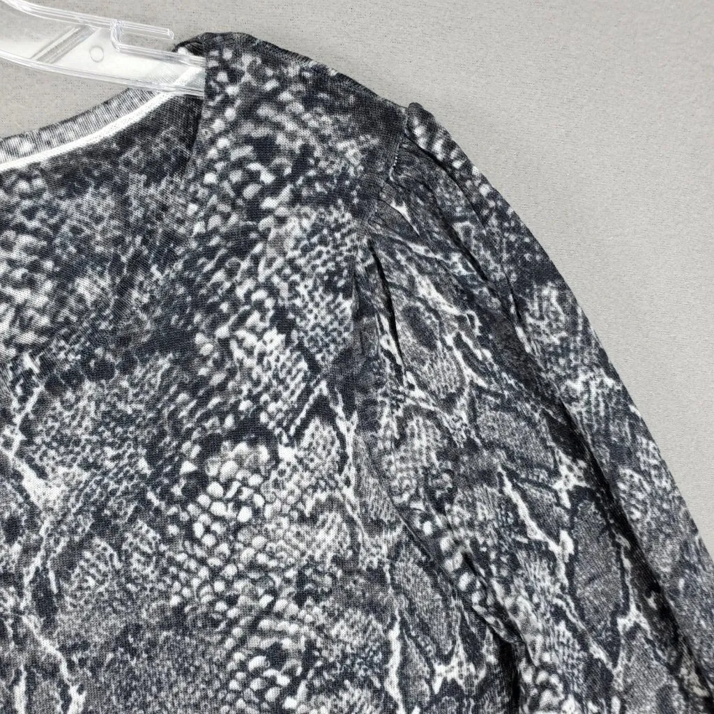 New Talbots Puff Sleeve Merino Pullover Sweater 2Xp Python Snake Print Grey Plus - Image 3